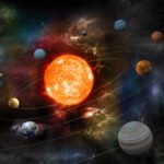 The sun and nine planets of our system orbiting. Clipping path included for the foreground objects.Opacity and bump textures for the earth and other planets map prepared via tracing images from www.nasa.gov.Earth texture:http://veimages.gsfc.nasa.gov/2431/land_ocean_ice_cloud_2048.jpgSimilar images: