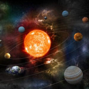 Solar system The sun and nine planets of our system orbiting. Clipping path included for the foreground objects.Opacity and bump textures for the earth and other planets map prepared via tracing images from www.nasa.gov.Earth texture:http://veimages.gsfc.nasa.gov/2431/land_ocean_ice_cloud_2048.jpgSimilar images: